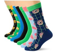JACK & JONES Men's Jacjunks Socks 7 Pack, True Blue/Pack:Island Green-Splish Splash-Black-Black-Palace Blue-Island Green, One Size