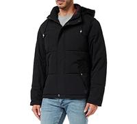 JACK & JONES Mens Jacket Windproof Timo Puffer Hooded Neck Winter Warm Jacket for Men's, Black Colour, UK Size 2XL