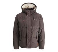JACK & JONES Mens Jacket Windproof Timo Puffer Hooded Neck Winter Warm Jacket for Men's, Mulch Colour, UK Size XL