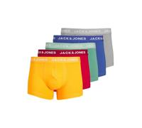 JACK & JONES Men's Jaclarry Solid Trunks 5 Pack Boxer Shorts, Tango Red/Pack:True Blue-Gold Fusion-Bottle Green-Chiseled Stone, XL