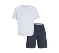JACK & JONES Men's Jacomaha Ss Tee and Shorts Set W, White, XL (Pack of 2)