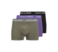 JACK & JONES Men's Jacrob Solid Trunks 3 Pack Sn Boxer Shorts, Agave Green/Pack:Black-Purple Opulence, M (Pack of 3)