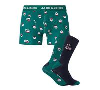 JACK&JONES Men's JACSWEET SANTA GIFTBOX Boxer Shorts, Aventurine/Pack:Navy Blazer - Aventurine,