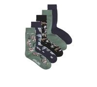 JACK & JONES Men's Jactrevor Socks 5 Pack, Black/Pack:Navy Blazer-Trellis-Navy Blazer-Trellis, One Size (Pack of 5)