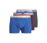 JACK & JONES Men's Jacwayne Solid Trunks 3 Pack Boxer Shorts, Forest River/Pack:True Blue-Vineyard Wine, L