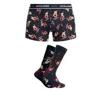 JACK & JONES Men's Jacxmas Avocado Giftbox Boxer Shorts, Dark Navy/Pack:Forest River-Dark Navy, L
