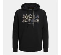 Jack & Jones Mens James Hoodie in Black Cotton - Size Large