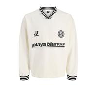Jack & Jones Men's Jcoclub Football LS Sweat Crew Neck, Cloud dancer, M