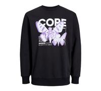 JACK & JONES Men's Jcoedition Sweat Crew Neck Gc Sweatshirt, Pirate Black/Detail: Butterfly Print, S
