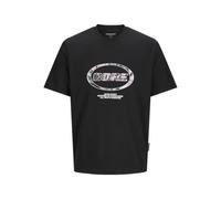 JACK & JONES Men's Jcolido AOP Front Print Tee Ss Crew Neck, Black, M
