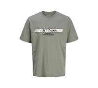 Jack & Jones Men's Jcolido AOP Front Print Tee SS Crew Neck, Shadow, L