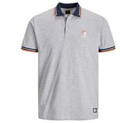 JACK & JONES Mens JCoLogan SS Polo Shirt - Light Grey Melange - S