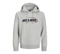 JACK & JONES Men's Jcoray Branding Sweat Hood FST Sweatshirt, Light Grey Melange/Detail: New, M