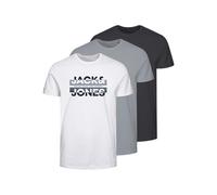 JACK & JONES Men's Jcoray Color Tee Ss Crew Neck FST 3pk Mp T-Shirt, High-Rise/Pack: White+Black, M