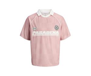 JACK & JONES Men's Jcoretreat AOP Mesh Open Collar Polo SS, Pink Icing, S