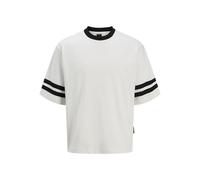 JACK & JONES Men's Jcoretreat Contrast Stripe SS Crew Neck, Cloud Dancer, XL