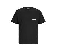 JACK & JONES Jcosago Logo Slub Tee SS Crew Neck, Black, L
