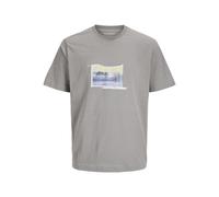 JACK & JONES Men's Jcosago Photo Slub Tee SS Crew Neck, Gray Flannel, L