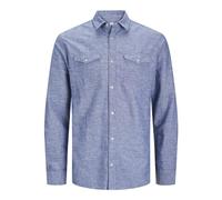 JACK & JONES Men's Jcosheridan Linen Blend Shirt Ls Long Sleeve, Faded Denim, M