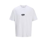 JACK & JONES Men's Jcostratus Graphic Tee Ss Crew Neck, Bright White, XS