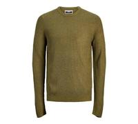 Bestseller A/S Men's Jcotwist Striped Knit Crew Neck Jumper, Olive Night/Detail:Twisted W. Olive Branch, XL