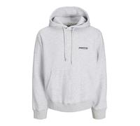 JACK & JONES Men's Jcounion Print Sweat Hood Noos, White Melange, L