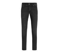JACK & JONES Men's Jeans Slim Fit Denim Pants Low Rise Button Fly, Black Denim Colour, UK Size 30W / 32L