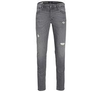 JACK & JONES Men's Jeans Tapered Fit Stretchable Scratch Denim Pants Zip Fly, Grey Colour, W32 / 34L