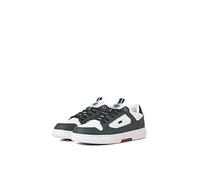 JACK & JONES Men's JFWHEATH PU NOOS Sneaker, Bright White/Detail:Block Darkest Spruce, 10 UK