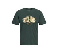 JACK & JONES Men's JJAERO Print Crew Neck T-Shirt, Regular Fit Cotton Short Sleeve Graphic Tee, Style 12298488, Scarab Colour, UK Size - M