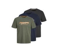 JACK & JONES Men's Jjalvis Tee Ss Crew Neck 3pk Mp T-Shirt