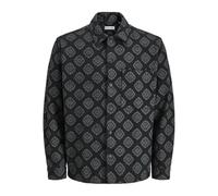 JACK & JONES Men's Jjaztek Print Overshirt Ls, Black, XL