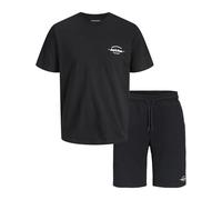 JACK & JONES Men's Jjbrandon Tee Shorts Set Mp, Black, S