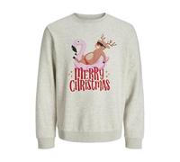 JACK & JONES Men's Jjchristmas Sweat Crew Neck Xmas, White Melange, L