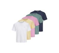 JACK & JONES Men's Jjcollege Logo Tee Ss Crew Neck 5Pk Mp (Pack of 5)