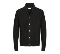 JACK & JONES Men's Jjcraig Knit Shawl Neck Aw24 Cardigan Sweater, Black, L