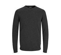JACK & JONES Men's Jjebasic Knit Crew Neck Noos Jumper, Grey (Dark Melange Dark Melange), XX-Large
