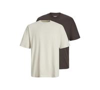 JACK & JONES Men's Jjebradley Tee Ss O-Neck 2pk Mp T-Shirt, Moonbeam/Pack:w. Mulch, XXL (Pack of 2)