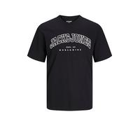 JACK & JONES Men's Jjecaleb Varsity Tee SS O-Neck NOO Pls T-Shirt, Black, 3XL