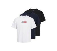 JACK & JONES Men's Jjecorp Graphic Tee Ss O-3Pk Mp Noos, Sky Captain, XXL (Pack of 3)