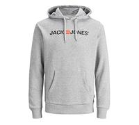 Jack & Jones Men's Jjecorp Logo Sweat Noos Hoodie, Grey (Light Grey Melange Detail:reg Fit - Melange), L UK
