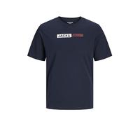 JACK & JONES Men's Jjecorp Logo Tee Play SS O-Neck Noos T-Shirt, Navy Blazer/Print:Play 5, L