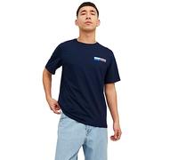 JACK & JONES Mens Jjecorp Logo Tee Play O-Neck Noos T-Shirts for Men, Navy Blazer P4 Small Print, M UK