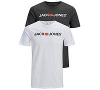 JACK & JONES Men's JJECORP Logo TEE SS Crew Neck, Dark Grey Melange/2-PACK W. WH, XXXL