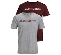 JACK & JONES Men's JJECORP Logo TEE SS Crew Neck, Light Grey Melange/2-PACK W.PO, S