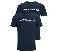 JACK & JONES Men's JJECORP Logo TEE SS Crew Neck, Navy Blazer/2-PACK W. Navy BLA, S