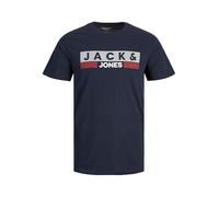 Jack & Jones Men's Jjecorp Logo Tee Ss O-Neck Noos Pls T-Shirt, Navy Blazer/Print: Play 4, UK 3XL (EU 5XL)