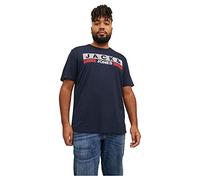 JACK & JONES Men's Logo Tee Plus Size Crew Neck Short Sleeve Oversized T-Shirt JJECORP, Colours:Dark Blue-2, Size:7XL
