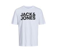 Jack & Jones Mens JJECORP Logo Tee SS O-Neck NOOS T-Shirt, White/Fit:Slim/Large Print/Black, S