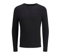 JACK & JONES Men's Jjeemil Knit Cable Crew Neck Noos, Black, L